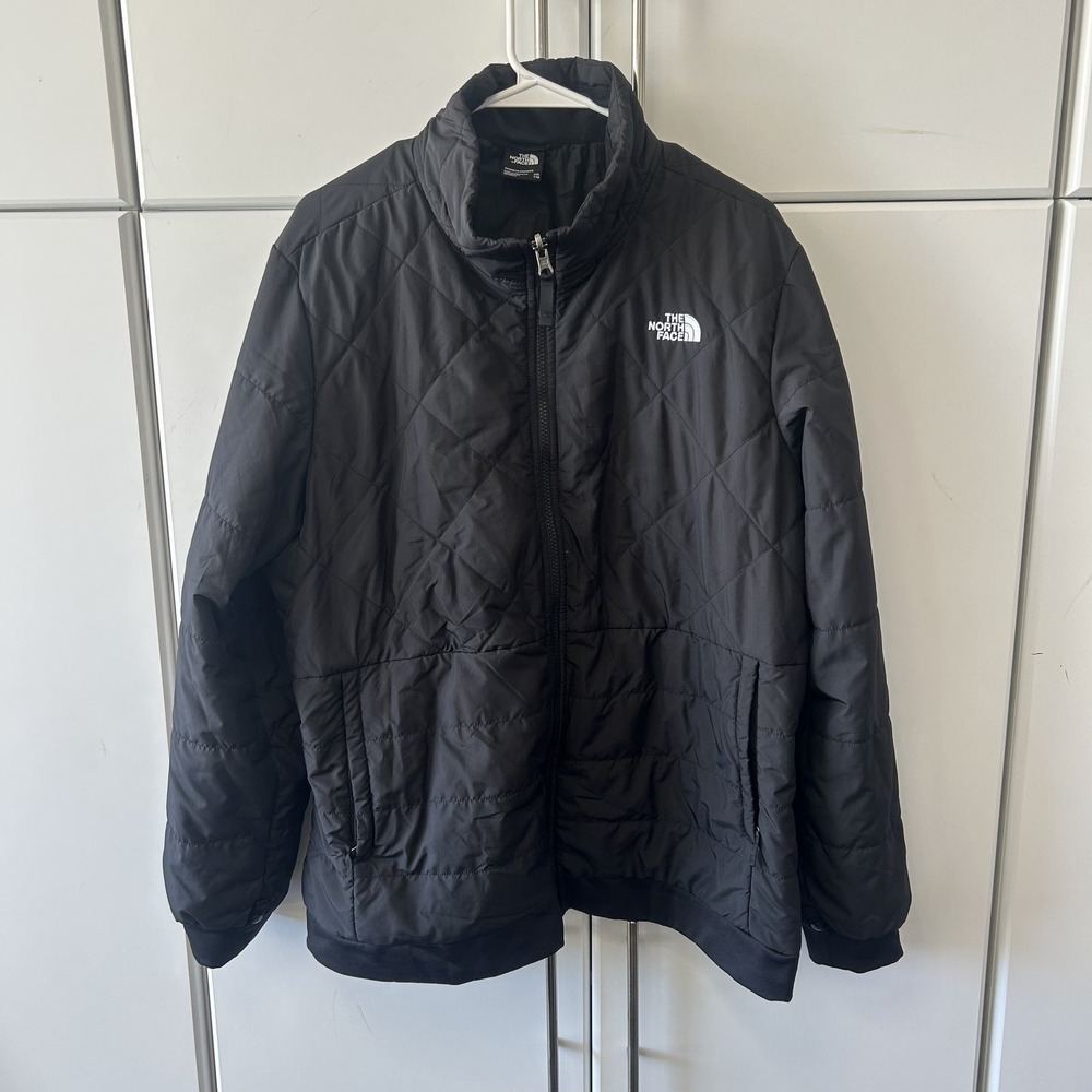 The North Face Womens XXL Black Quilted Full Zip Puffer Jacket Diamond Pattern